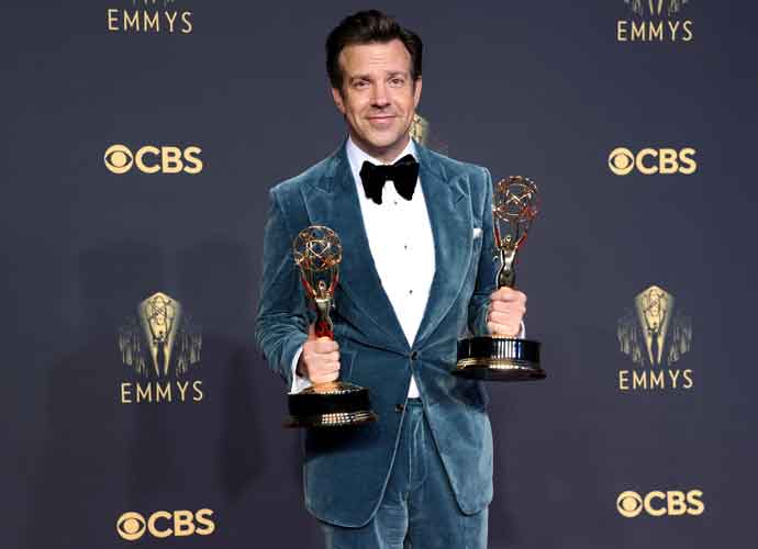 LOS ANGELES, CALIFORNIA - SEPTEMBER 19: Jason Sudeikis, winner of the Outstanding Comedy Series and Outstanding Lead Actor in a Comedy Series awards for ‘Ted Lasso,’ poses in the press room during the 73rd Primetime Emmy Awards at L.A. LIVE on September 19, 2021 in Los Angeles, California. (Photo by Rich Fury/Getty Images) J